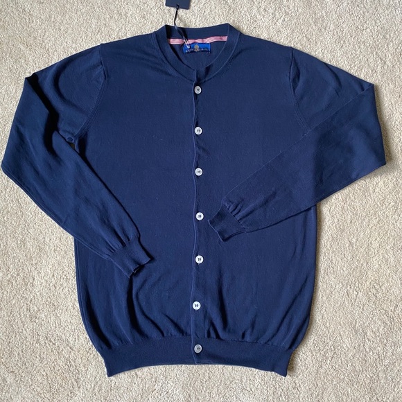 Eredi Pisano navy blue cotton cardigan medium - Picture 3 of 8